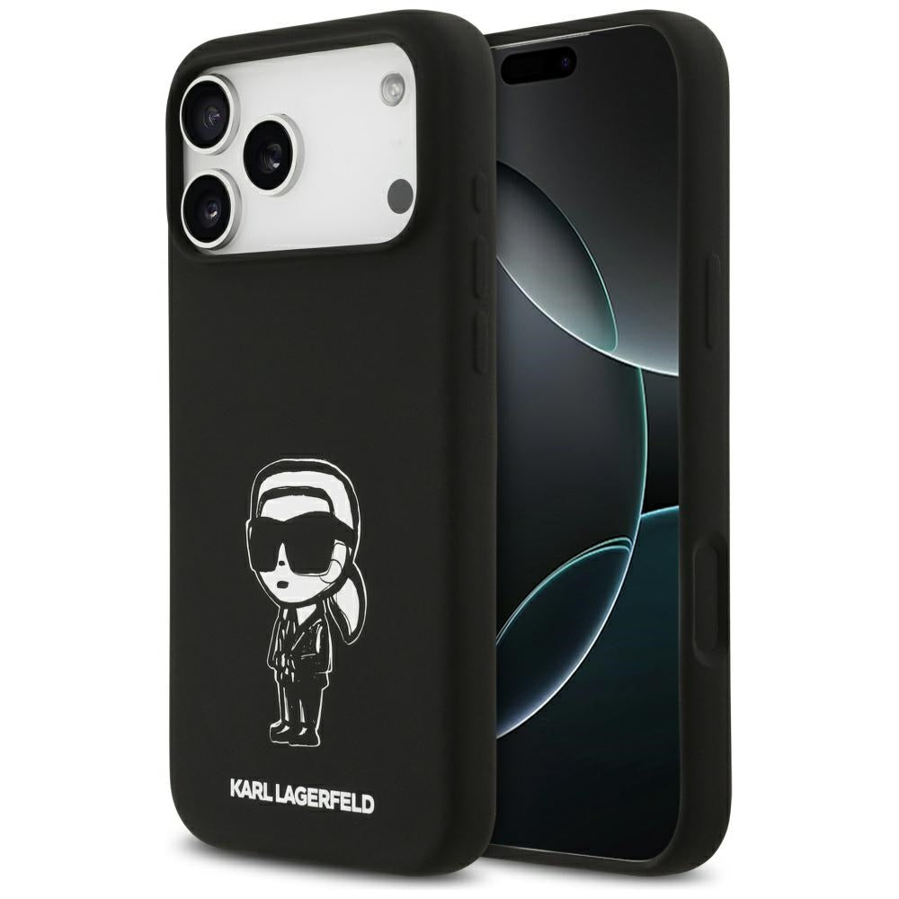 Husa pentru Apple iPhone 17 Pro Max, Karl Lagerfeld, Sketch and Logo Karl, Neagra