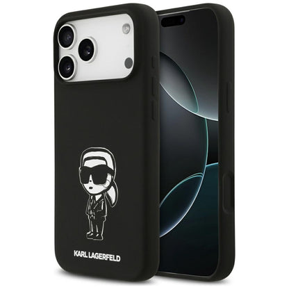 Husa pentru Apple iPhone 17 Pro Max, Karl Lagerfeld, Sketch and Logo Karl, Neagra