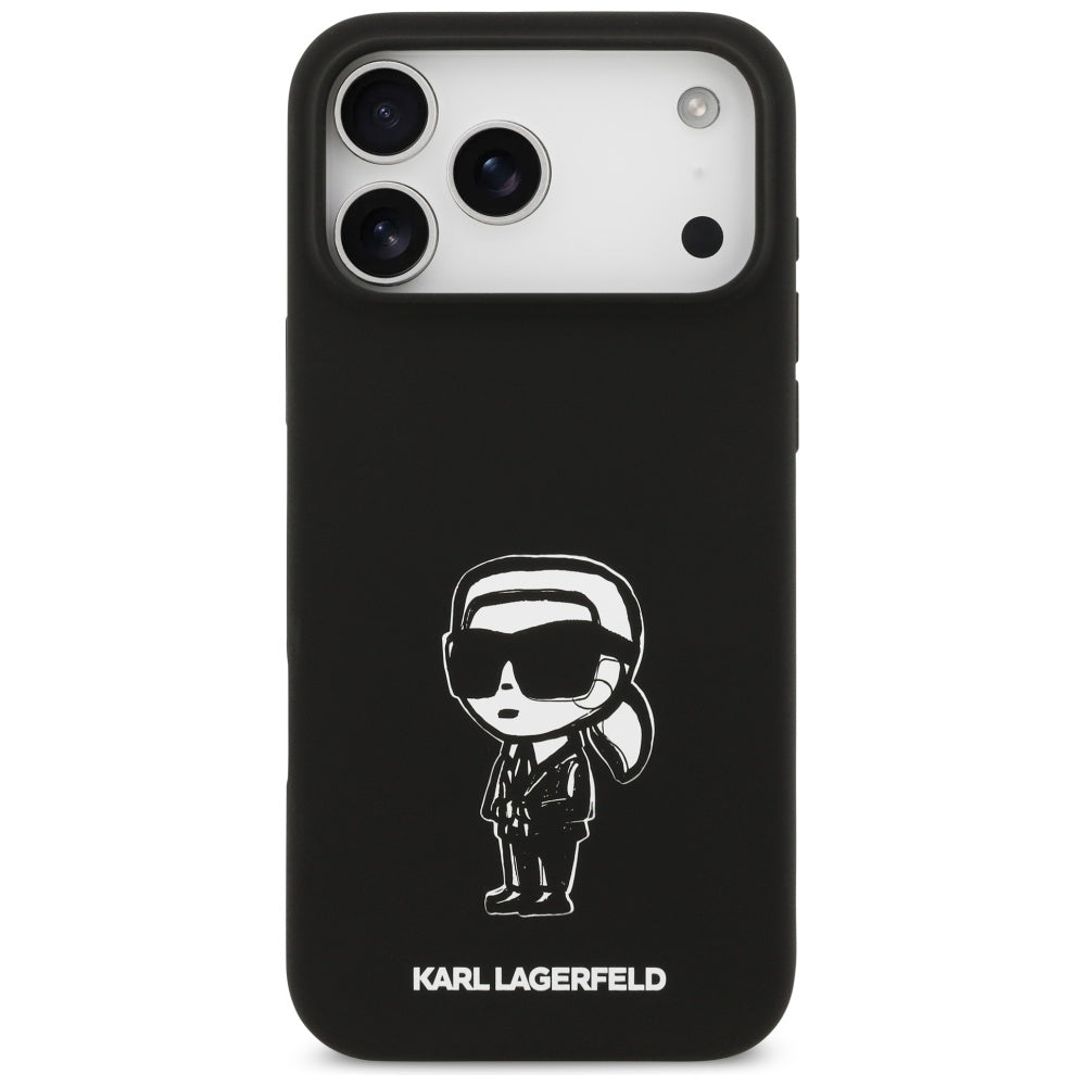Husa pentru Apple iPhone 17 Pro Max, Karl Lagerfeld, Sketch and Logo Karl, Neagra