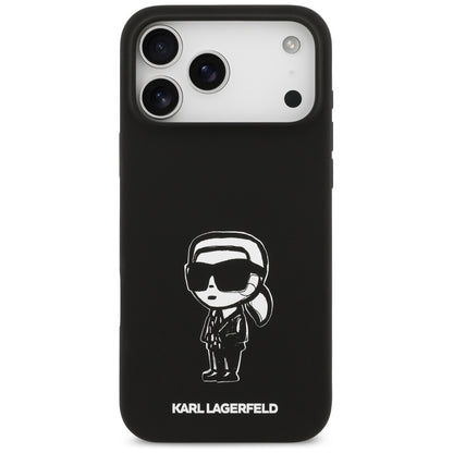 Husa pentru Apple iPhone 17 Pro Max, Karl Lagerfeld, Sketch and Logo Karl, Neagra