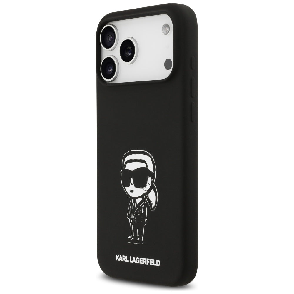 Husa pentru Apple iPhone 17 Pro Max, Karl Lagerfeld, Sketch and Logo Karl, Neagra