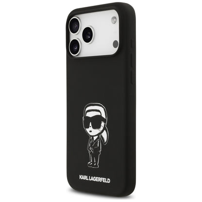 Husa pentru Apple iPhone 17 Pro Max, Karl Lagerfeld, Sketch and Logo Karl, Neagra