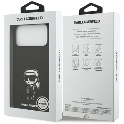 Husa pentru Apple iPhone 17 Pro Max, Karl Lagerfeld, Sketch and Logo Karl, Neagra