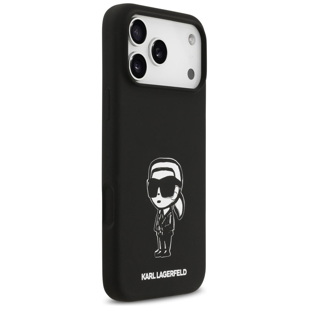 Husa pentru Apple iPhone 17 Pro Max, Karl Lagerfeld, Sketch and Logo Karl, Neagra
