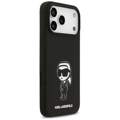 Husa pentru Apple iPhone 17 Pro Max, Karl Lagerfeld, Sketch and Logo Karl, Neagra