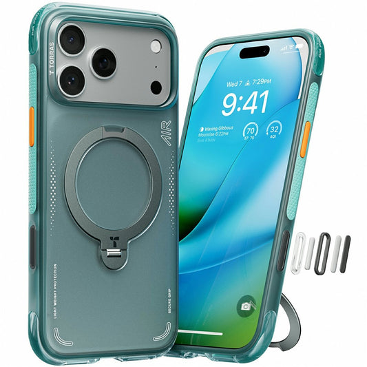 Husa pentru Apple iPhone 17 Pro Max, Torras, Ostand Spin Air, Verde