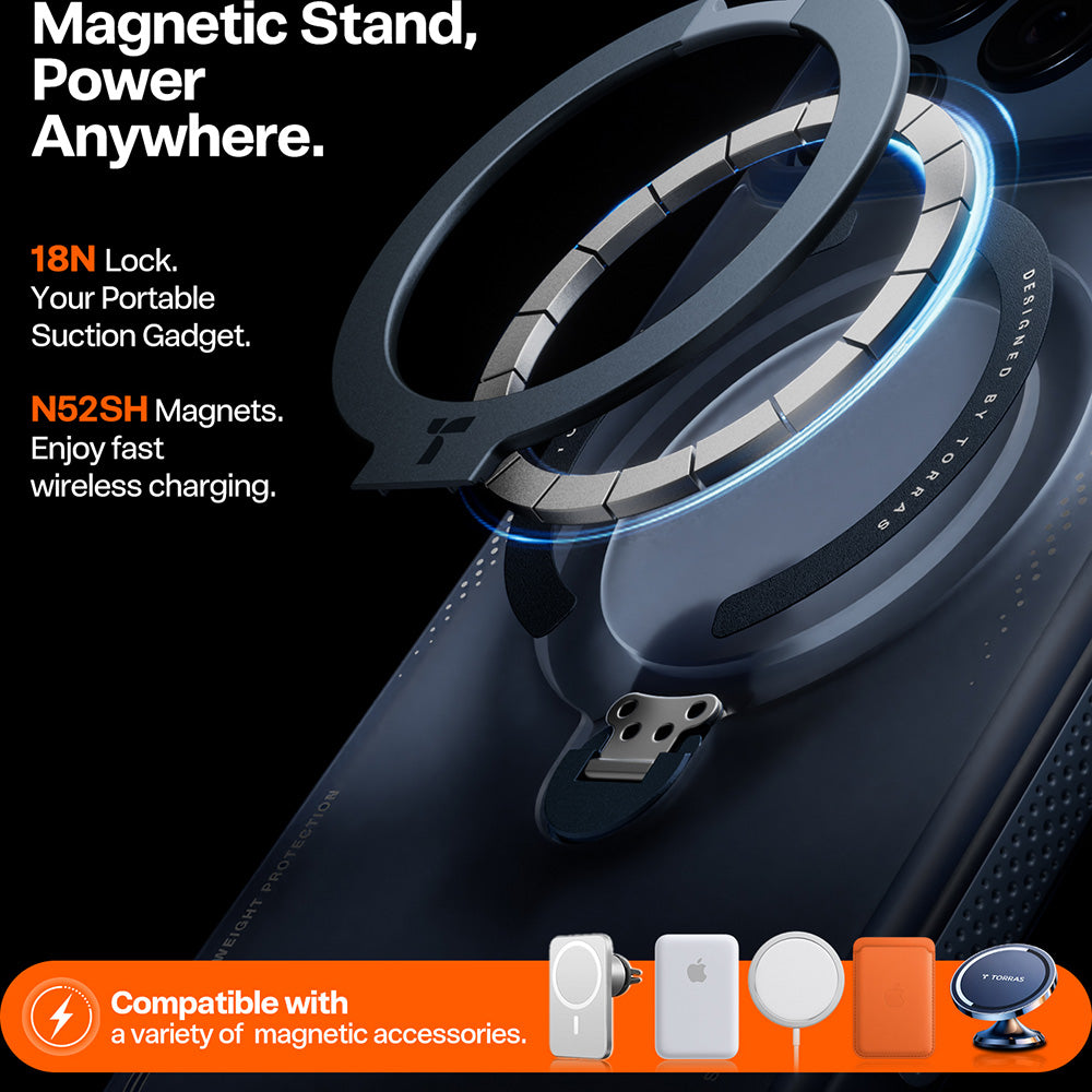 Husa pentru Apple iPhone 17 Pro, Torras, Ostand Spin Air, Albastra