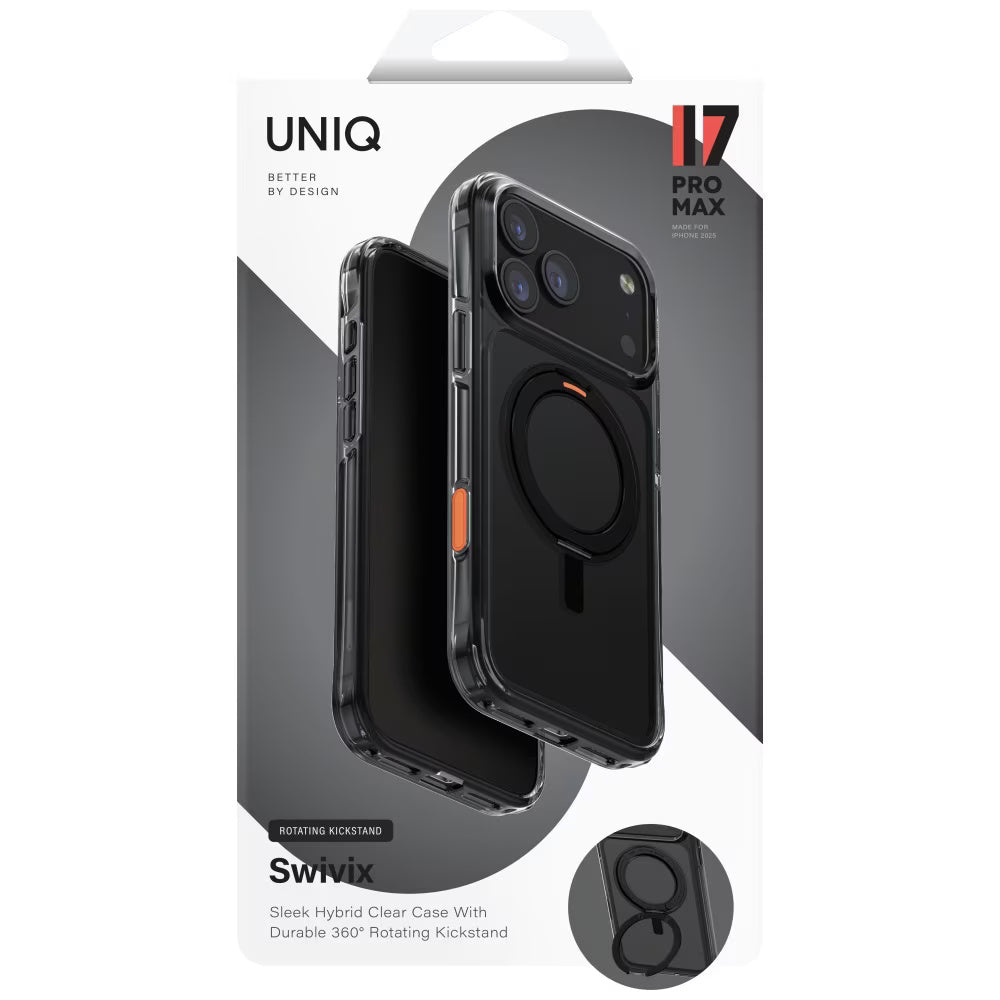 Husa pentru Apple iPhone 17 Pro, UNIQ, Swivix, Neagra