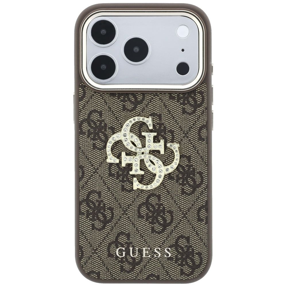 Husa pentru Apple iPhone 18 Pro / 17 Pro, Guess, 4G Big Strass Logo, Maro