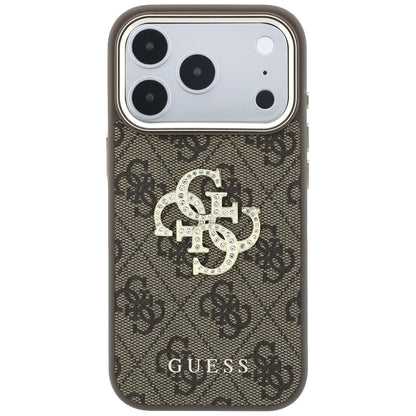Husa pentru Apple iPhone 18 Pro / 17 Pro, Guess, 4G Big Strass Logo, Maro