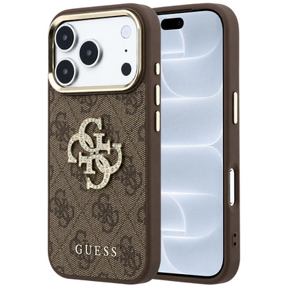 Husa pentru Apple iPhone 18 Pro / 17 Pro, Guess, 4G Big Strass Logo, Maro