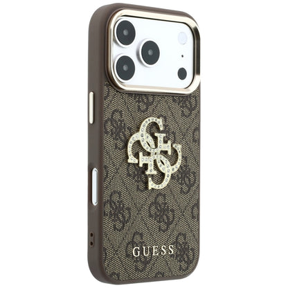 Husa pentru Apple iPhone 18 Pro / 17 Pro, Guess, 4G Big Strass Logo, Maro