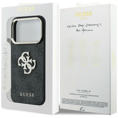 Husa pentru Apple iPhone 18 Pro / 17 Pro, Guess, 4G Big Strass Logo, Maro