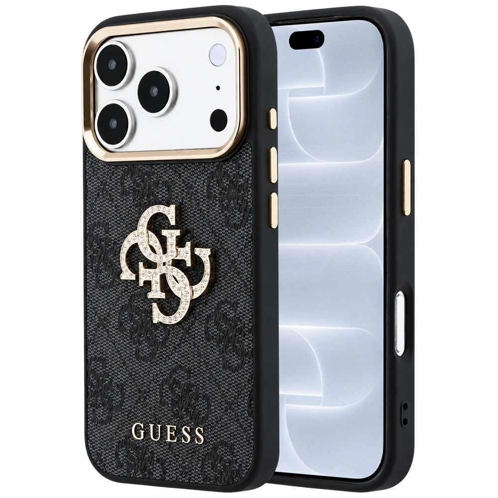 Husa pentru Apple iPhone 18 Pro / 17 Pro, Guess, 4G Big Strass Logo, Neagra