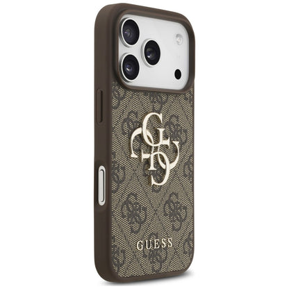 Husa pentru Apple iPhone 18 Pro / 17 Pro, Guess, 4G Classic Logo with Strap, Maro