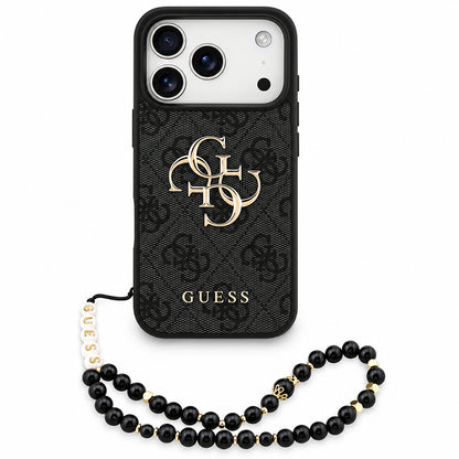 Husa pentru Apple iPhone 18 Pro / 17 Pro, Guess, 4G Classic Logo with Strap, Neagra
