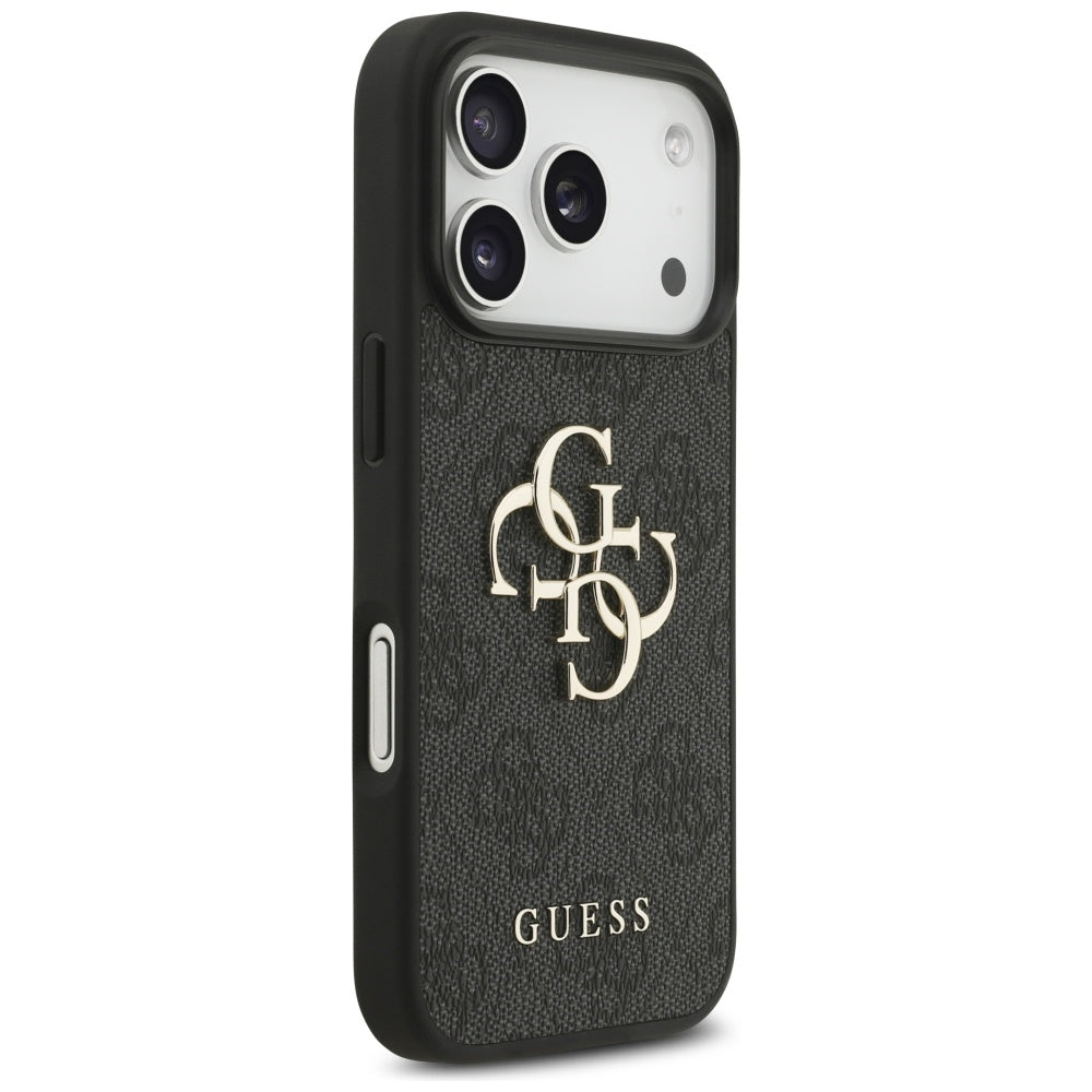 Husa pentru Apple iPhone 18 Pro / 17 Pro, Guess, 4G Classic Logo with Strap, Neagra