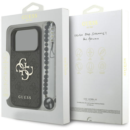 Husa pentru Apple iPhone 18 Pro / 17 Pro, Guess, 4G Classic Logo with Strap, Neagra