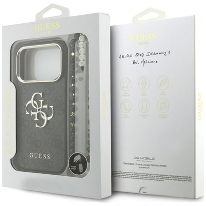 Husa pentru Apple iPhone 18 Pro / 17 Pro, Guess, 4G Classic Logo with Strap, Neagra Aurie