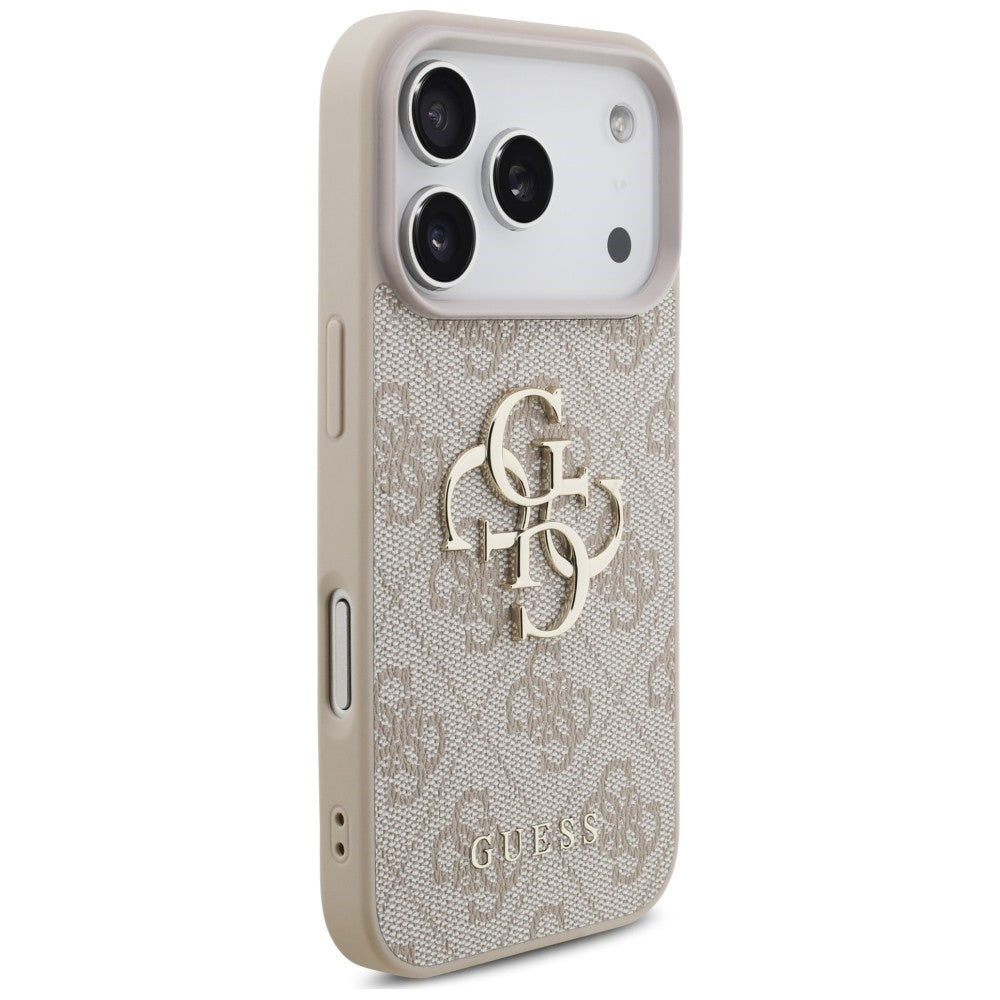 Husa pentru Apple iPhone 18 Pro / 17 Pro, Guess, 4G Classic Logo with Strap, Roz
