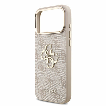 Husa pentru Apple iPhone 18 Pro / 17 Pro, Guess, 4G Classic Logo with Strap, Roz Aurie