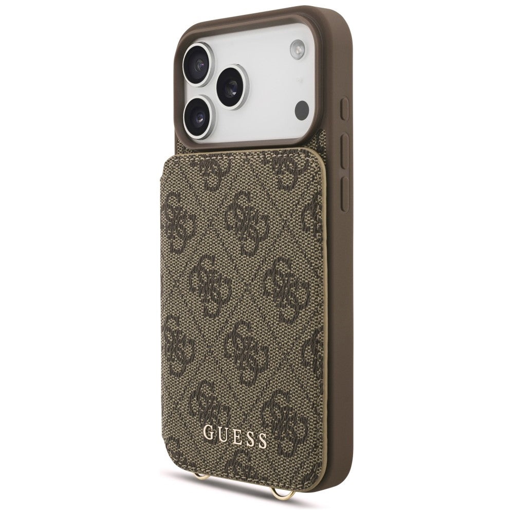 Husa pentru Apple iPhone 18 Pro / 17 Pro, Guess, 4G Crossbody Cardslot, Maro