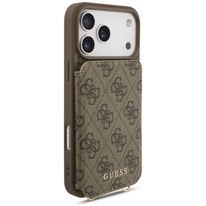 Husa pentru Apple iPhone 18 Pro / 17 Pro, Guess, 4G Crossbody Cardslot, Maro