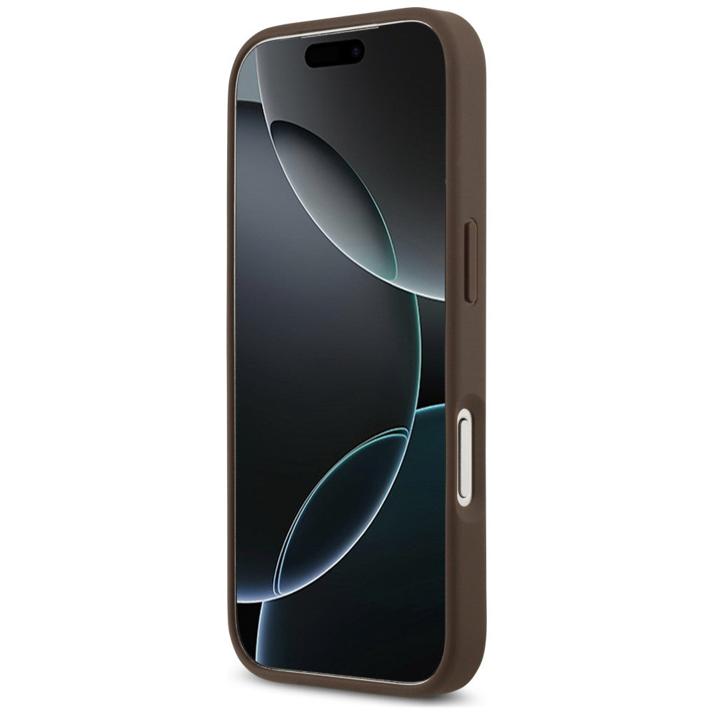 Husa pentru Apple iPhone 18 Pro / 17 Pro, Guess, 4G Double Card Triangle, Maro