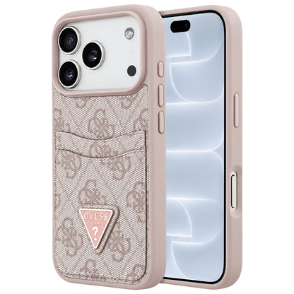Husa pentru Apple iPhone 18 Pro / 17 Pro, Guess, 4G Double Card Triangle, Roz