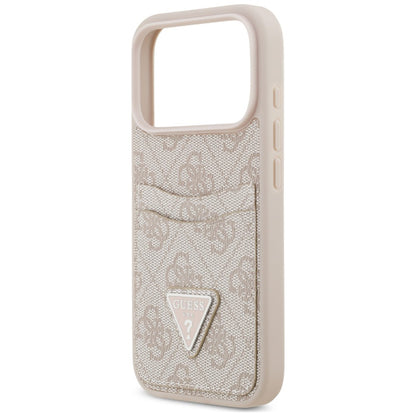 Husa pentru Apple iPhone 18 Pro / 17 Pro, Guess, 4G Double Card Triangle, Roz
