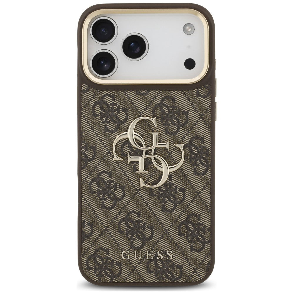 Husa pentru Apple iPhone 18 Pro / 17 Pro, Guess, Big 4G Classic Logo & Big Strap Metal Buttons, Maro