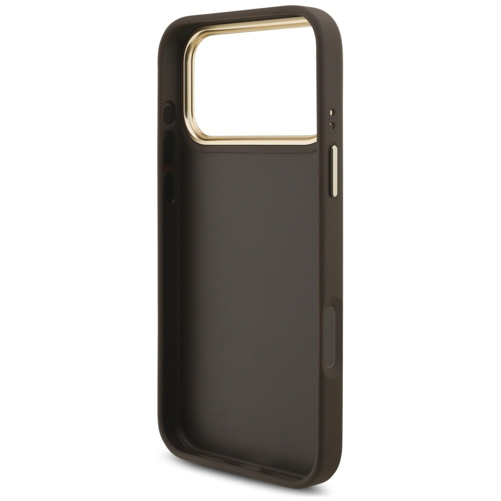 Husa pentru Apple iPhone 18 Pro / 17 Pro, Guess, Big 4G Classic Logo & Big Strap Metal Buttons, Maro