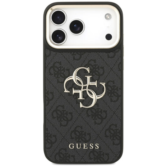 Husa pentru Apple iPhone 18 Pro / 17 Pro, Guess, Big 4G Classic Logo & Big Strap Metal Buttons, Neagra