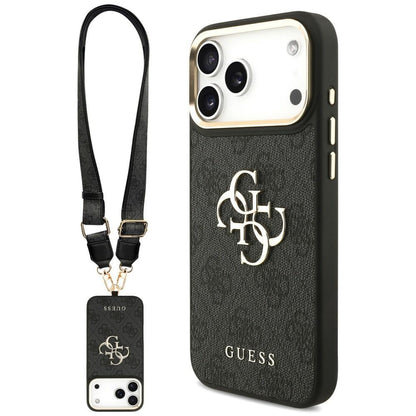 Husa pentru Apple iPhone 18 Pro / 17 Pro, Guess, Big 4G Classic Logo & Big Strap Metal Buttons, Neagra