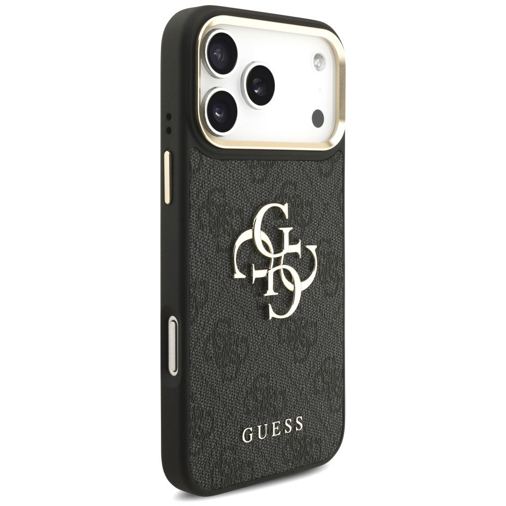 Husa pentru Apple iPhone 18 Pro / 17 Pro, Guess, Big 4G Classic Logo & Big Strap Metal Buttons, Neagra