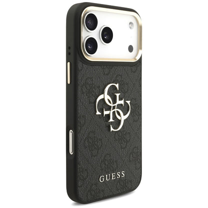 Husa pentru Apple iPhone 18 Pro / 17 Pro, Guess, Big 4G Classic Logo & Big Strap Metal Buttons, Neagra