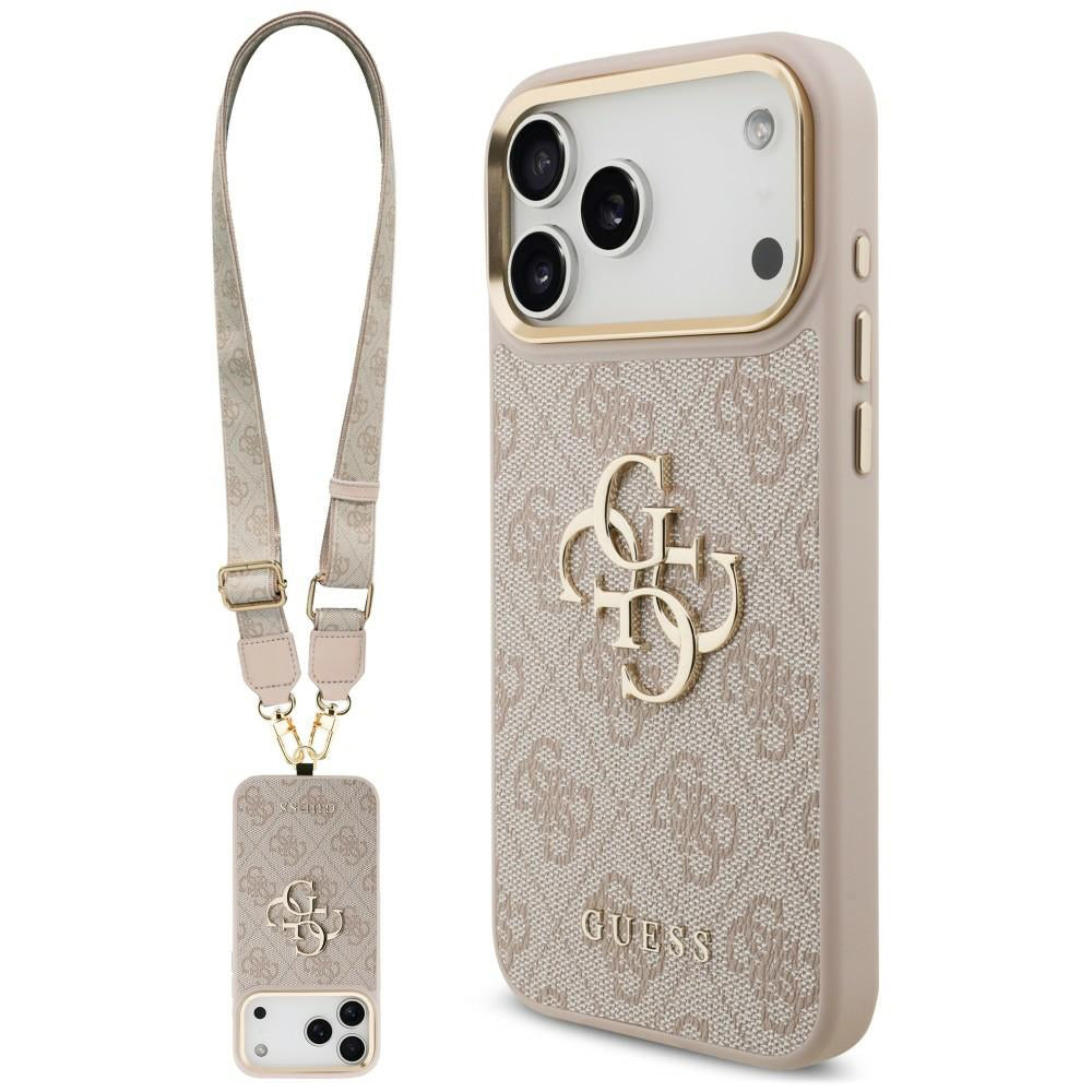 Husa pentru Apple iPhone 18 Pro / 17 Pro, Guess, Big 4G Classic Logo & Big Strap Metal Buttons, Roz
