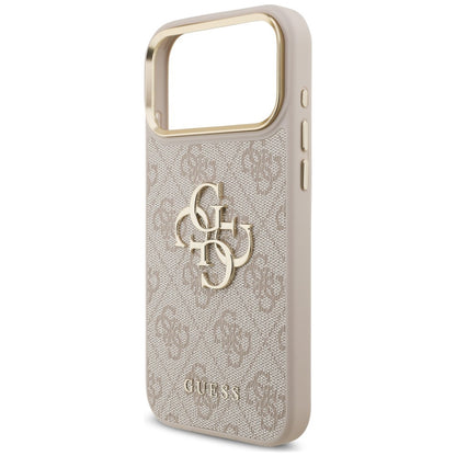Husa pentru Apple iPhone 18 Pro / 17 Pro, Guess, Big 4G Classic Logo & Big Strap Metal Buttons, Roz
