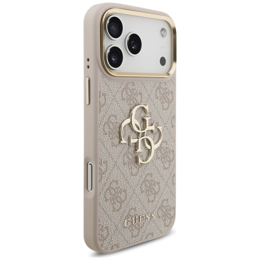 Husa pentru Apple iPhone 18 Pro / 17 Pro, Guess, Big 4G Classic Logo & Big Strap Metal Buttons, Roz