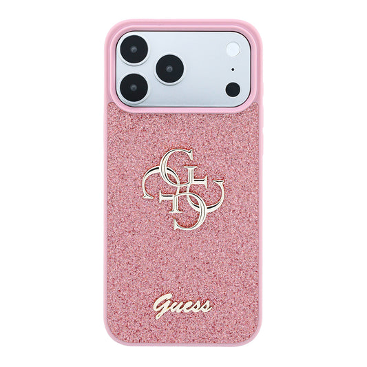 Husa pentru Apple iPhone 18 Pro / 17 Pro, Guess, Fixed Glitter Big 4G, Roz