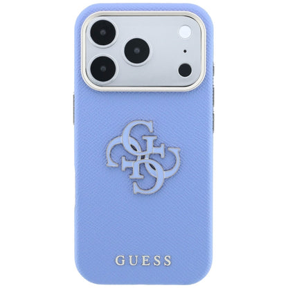 Husa pentru Apple iPhone 18 Pro / 17 Pro, Guess, Grained Big Resin Logo, Bleu