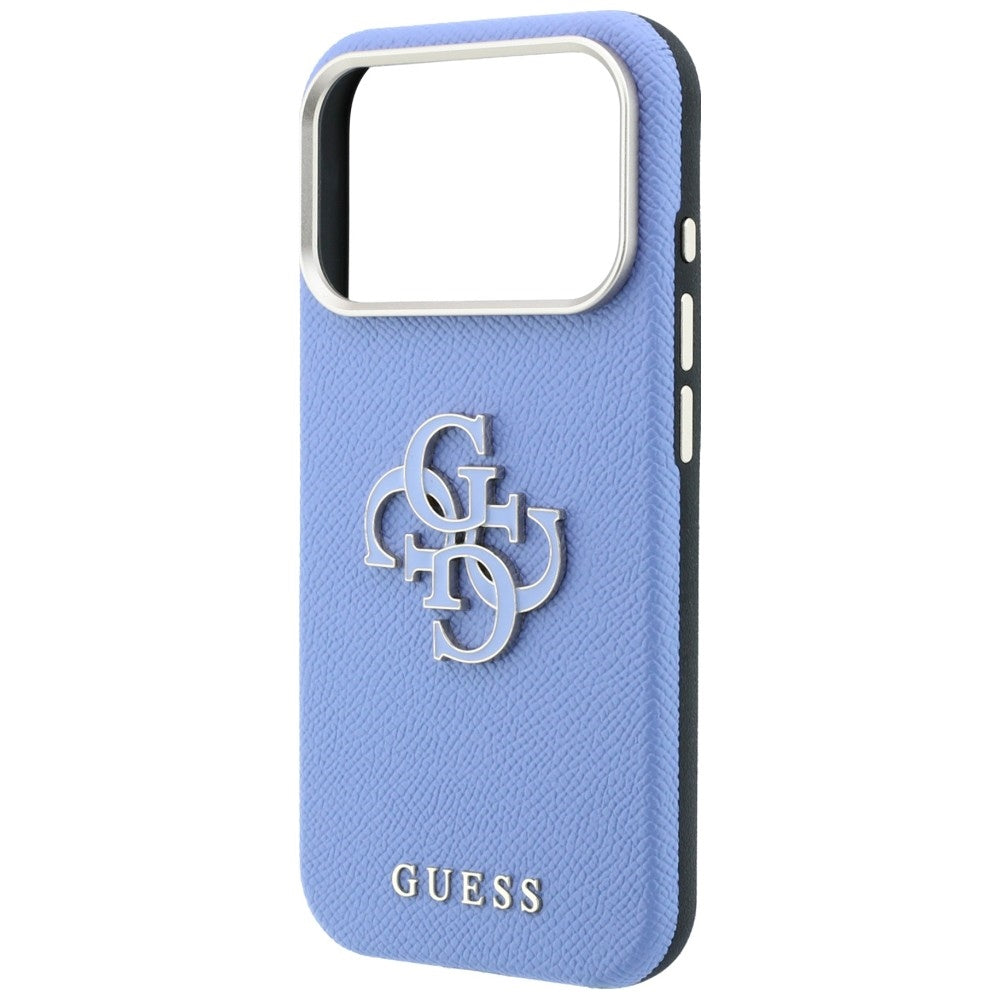 Husa pentru Apple iPhone 18 Pro / 17 Pro, Guess, Grained Big Resin Logo, Bleu