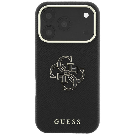 Husa pentru Apple iPhone 18 Pro / 17 Pro, Guess, Grained Big Resin Logo, Neagra