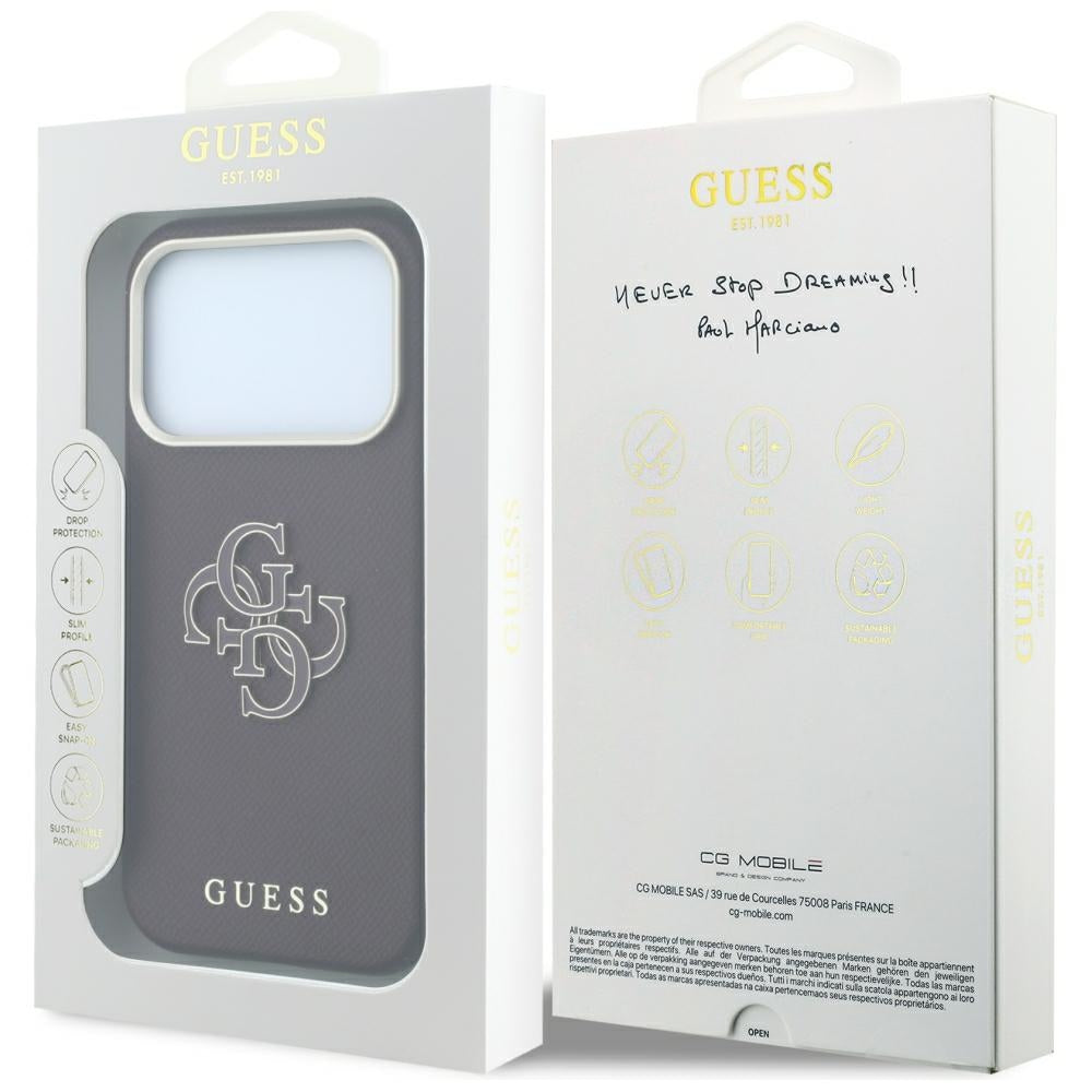 Husa pentru Apple iPhone 18 Pro / 17 Pro, Guess, Grained Big Resin Logo, Visinie