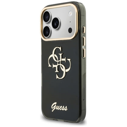 Husa pentru Apple iPhone 18 Pro / 17 Pro, Guess, IML 4G Metal Script, Neagra