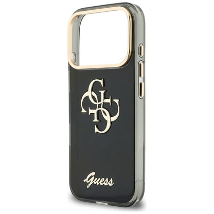 Husa pentru Apple iPhone 18 Pro / 17 Pro, Guess, IML 4G Metal Script, Neagra