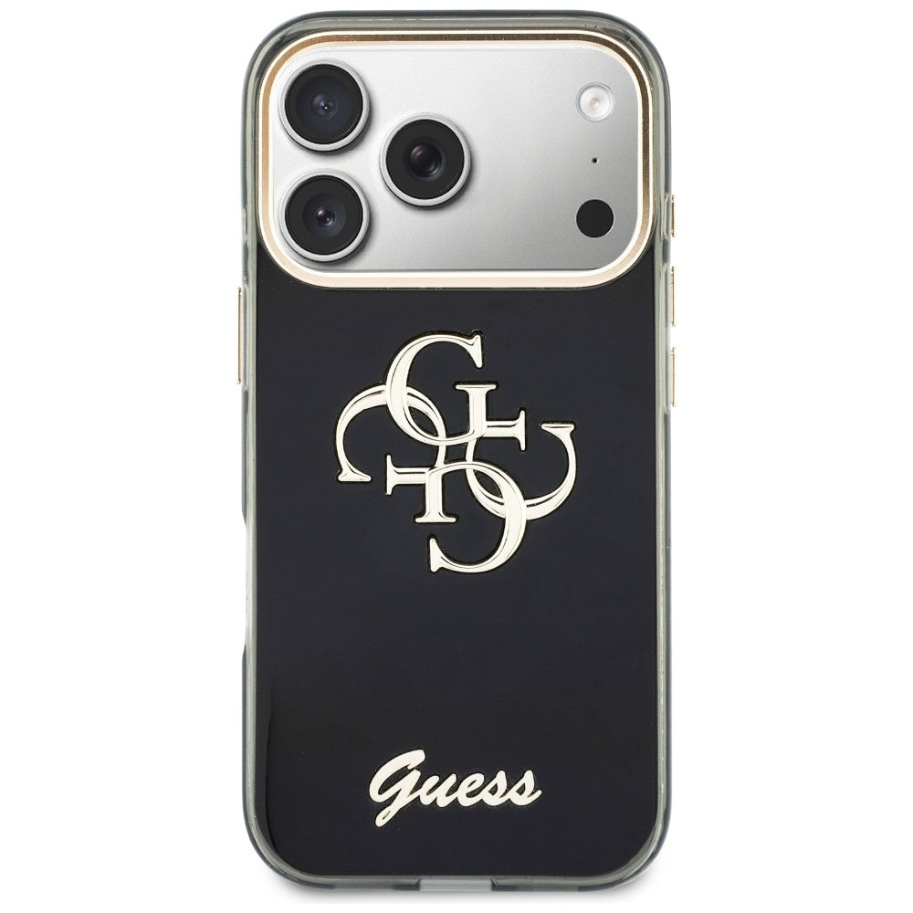 Husa pentru Apple iPhone 18 Pro / 17 Pro, Guess, IML 4G Metal Script, Neagra