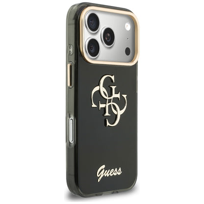 Husa pentru Apple iPhone 18 Pro / 17 Pro, Guess, IML 4G Metal Script, Neagra