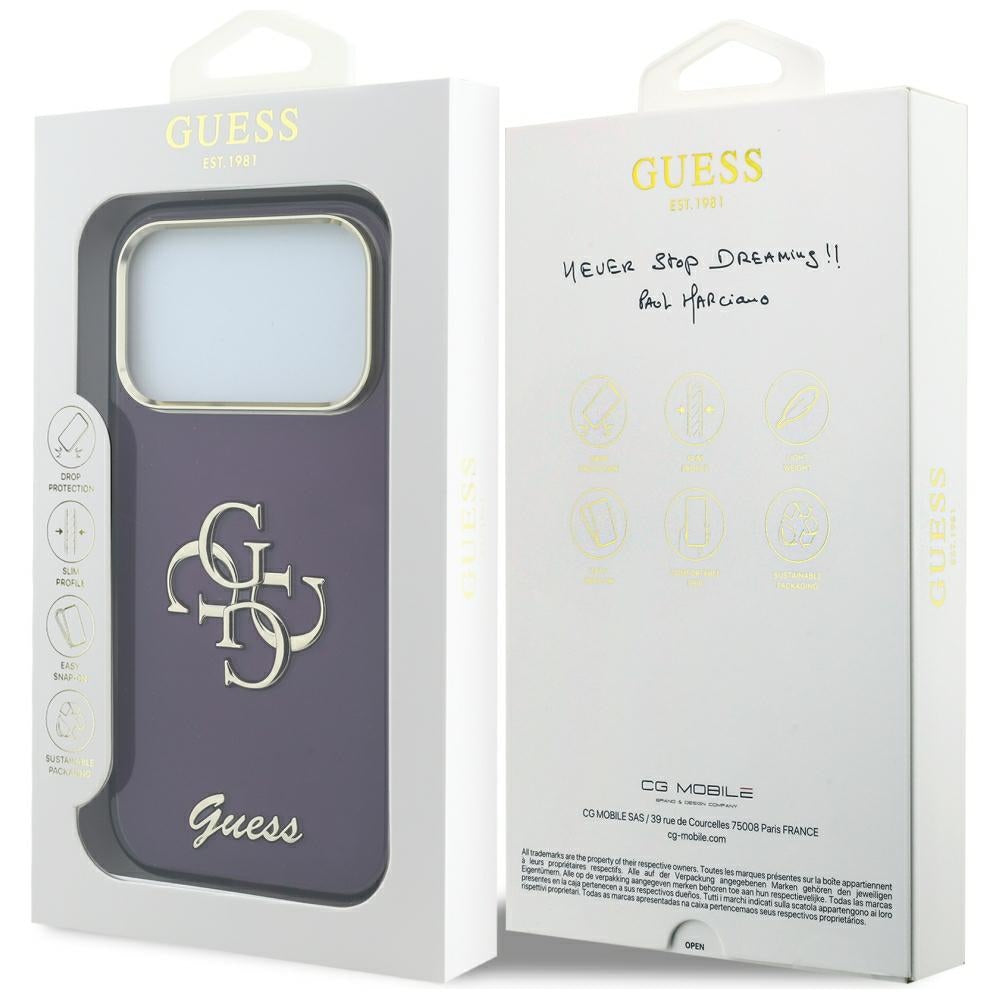 Husa pentru Apple iPhone 18 Pro / 17 Pro, Guess, IML 4G Metal Script, Visinie