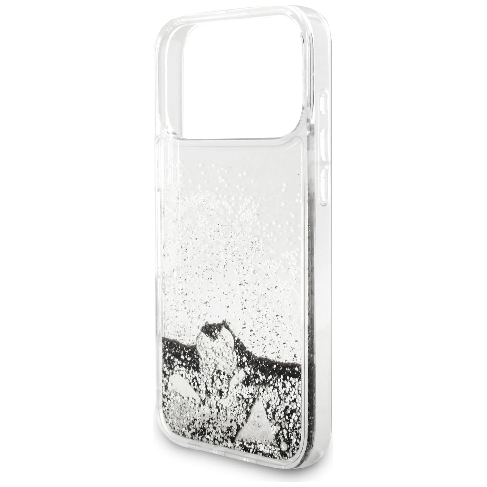 Husa pentru Apple iPhone 18 Pro / 17 Pro, Guess, Liquid Glitter Charms, Argintie